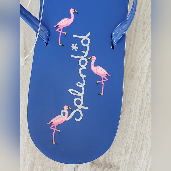 Splendid Flamingo Flip Flops, Blue with Pink Flamingos, Size 9, Never Worn - Picture 7 of 12